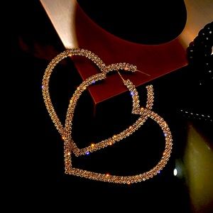 Pretty gold zircon heart shaped earrings